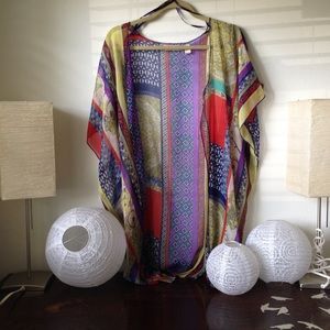 Colorful sheer mandala/tapestry kimono